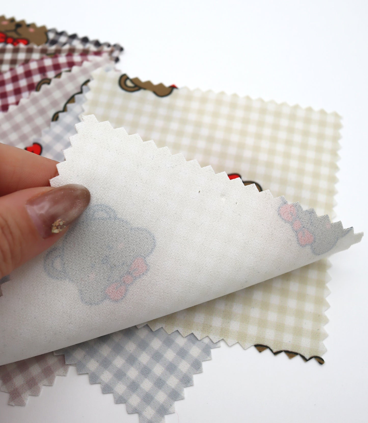 【25SS-244】くまちゃん×ギンガムチェックプリントダブルクロス　/0.5ｙあたり = ～925円