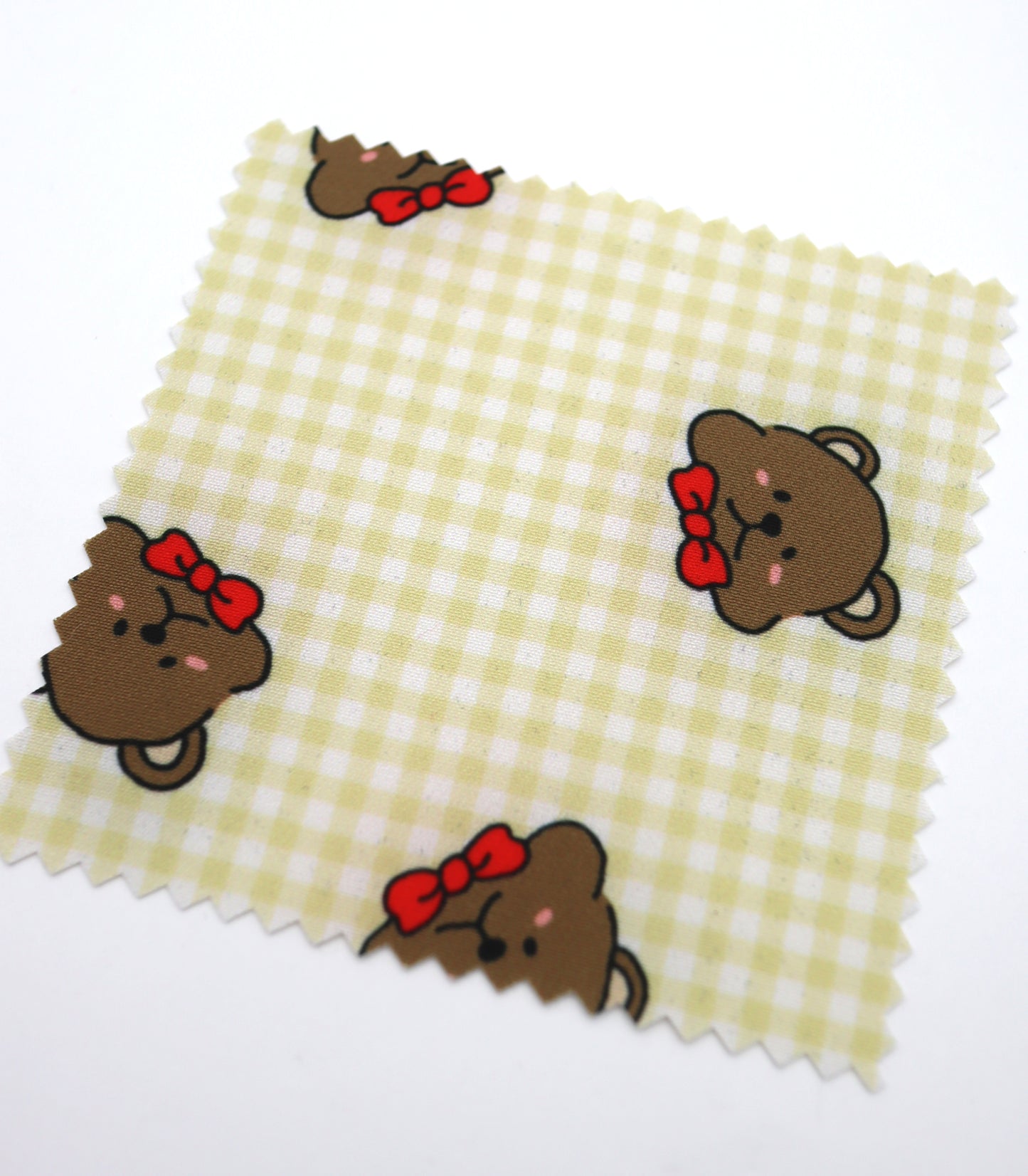 【25SS-244】くまちゃん×ギンガムチェックプリントダブルクロス　/0.5ｙあたり = ～925円