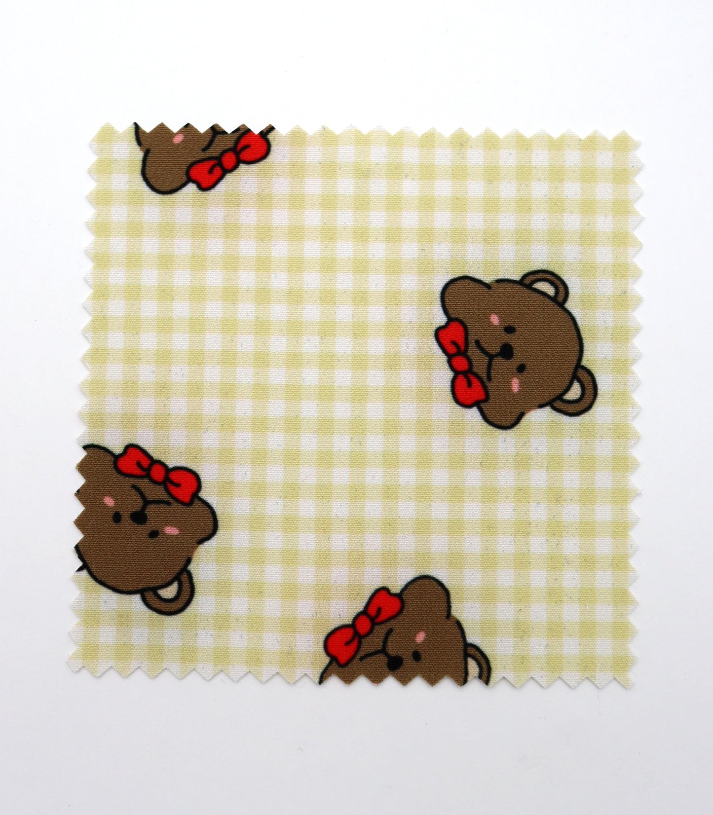 【25SS-244】くまちゃん×ギンガムチェックプリントダブルクロス　/0.5ｙあたり = ～925円