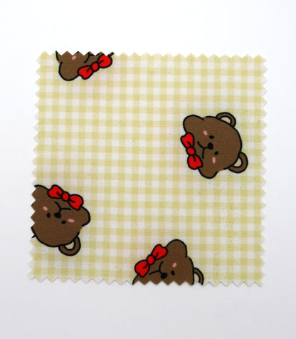 【25SS-244】くまちゃん×ギンガムチェックプリントダブルクロス　/0.5ｙあたり = ～925円