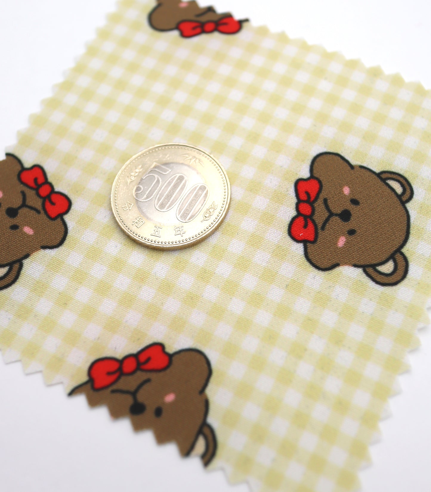 【25SS-244】くまちゃん×ギンガムチェックプリントダブルクロス　/0.5ｙあたり = ～925円