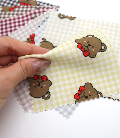 【25SS-244】くまちゃん×ギンガムチェックプリントダブルクロス　/0.5ｙあたり = ～925円