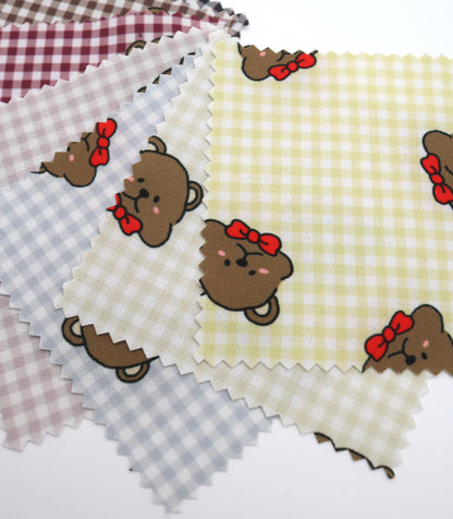 【25SS-244】くまちゃん×ギンガムチェックプリントダブルクロス　/0.5ｙあたり = ～925円