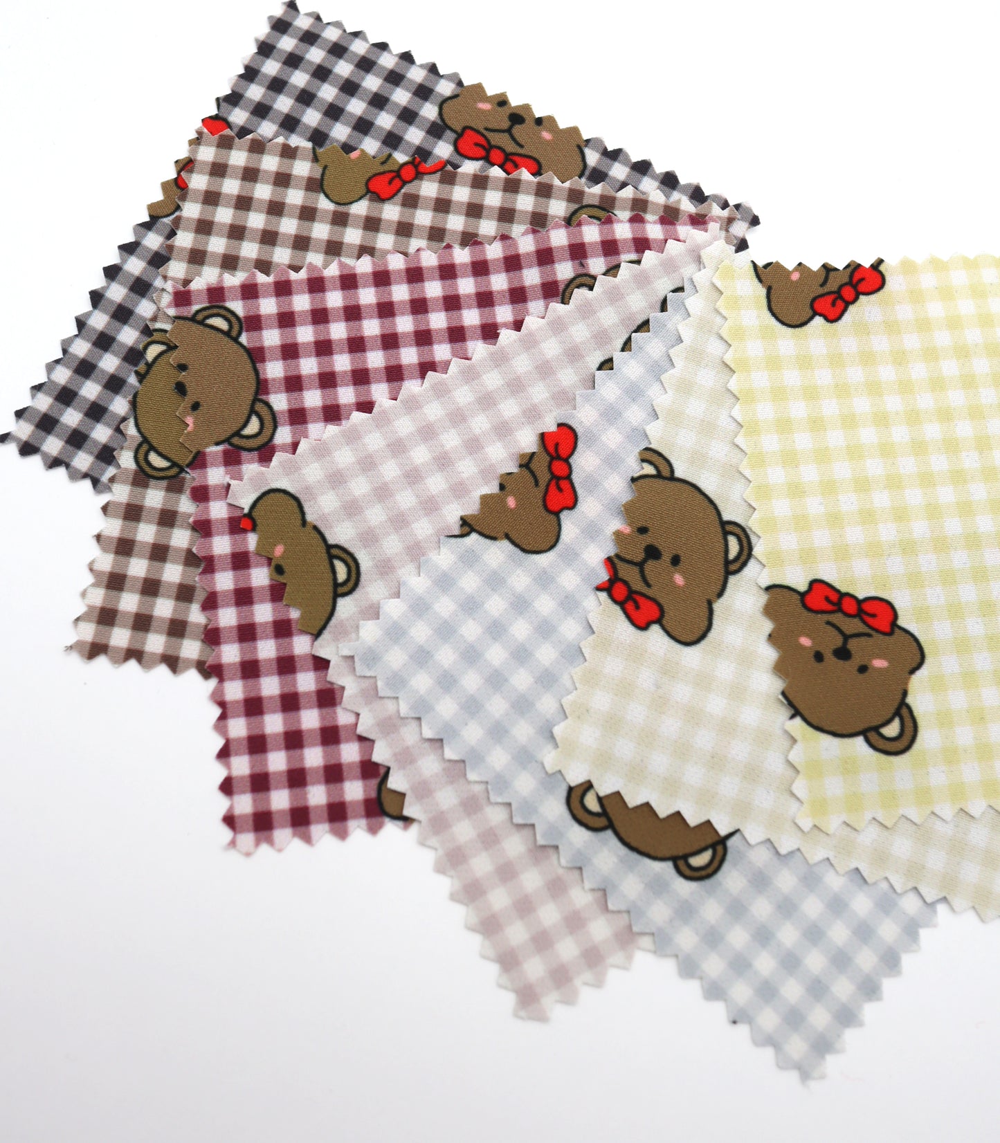 【25SS-244】くまちゃん×ギンガムチェックプリントダブルクロス　/0.5ｙあたり = ～925円