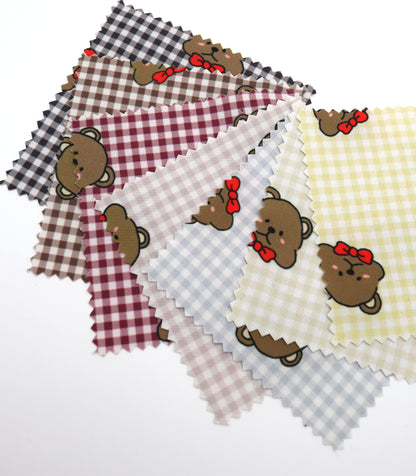 【25SS-244】くまちゃん×ギンガムチェックプリントダブルクロス　/0.5ｙあたり = ～925円