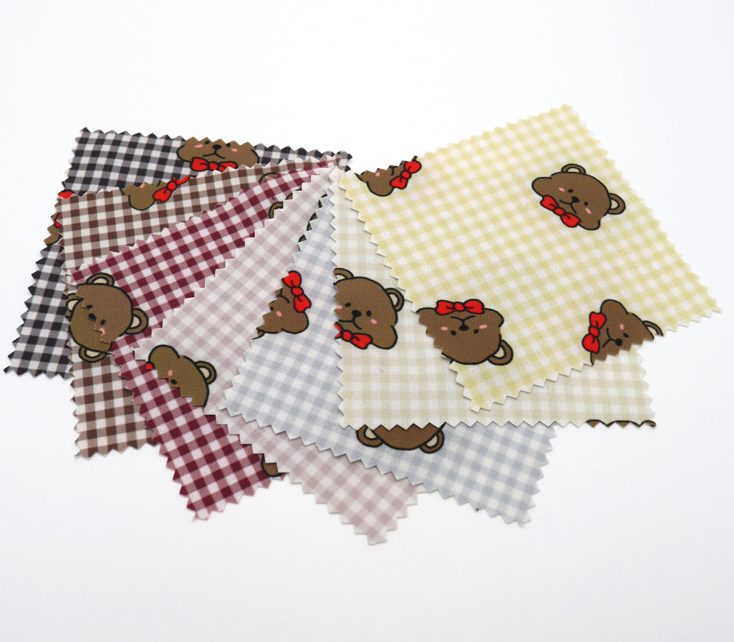 【25SS-244】くまちゃん×ギンガムチェックプリントダブルクロス　/0.5ｙあたり = ～925円