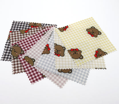 【25SS-244】くまちゃん×ギンガムチェックプリントダブルクロス　/0.5ｙあたり = ～925円