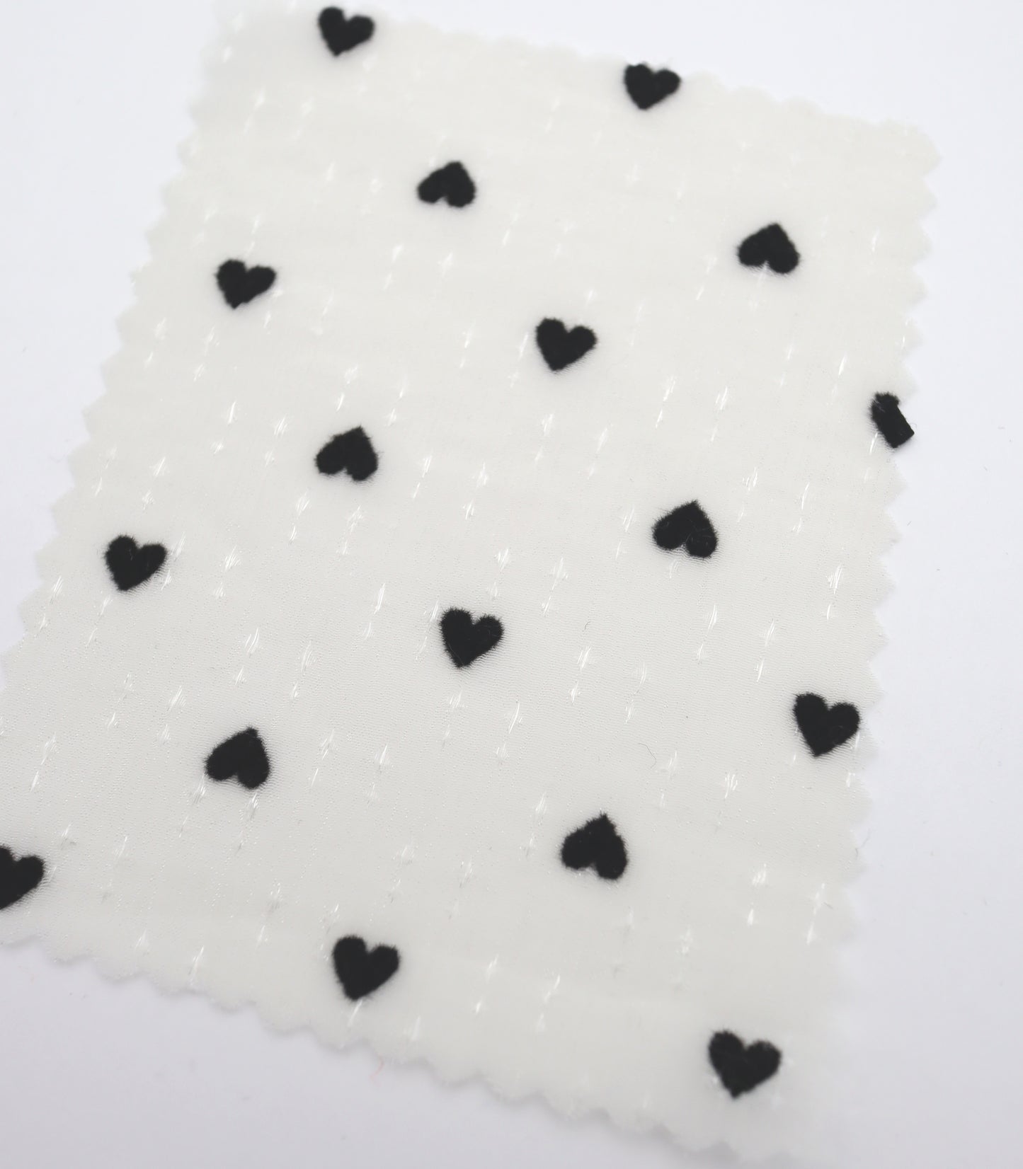 【25SS-248】ハートorリボンフロッキープリントきらきら楊柳シフォン　/0.5ｙあたり = ～650円