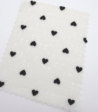 【25SS-248】ハートorリボンフロッキープリントきらきら楊柳シフォン　/0.5ｙあたり = ～650円