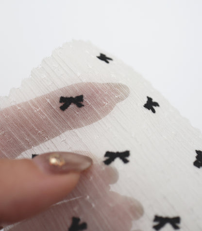 【25SS-248】ハートorリボンフロッキープリントきらきら楊柳シフォン　/0.5ｙあたり = ～650円