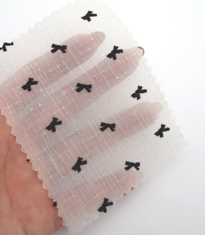 【25SS-248】ハートorリボンフロッキープリントきらきら楊柳シフォン　/0.5ｙあたり = ～650円