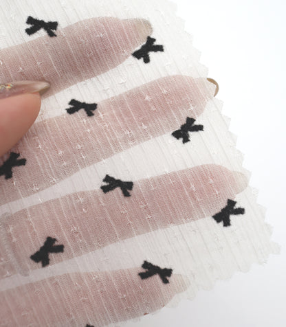 【25SS-248】ハートorリボンフロッキープリントきらきら楊柳シフォン　/0.5ｙあたり = ～650円