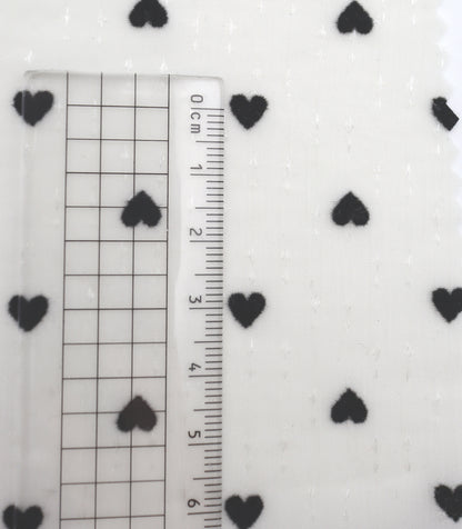 【25SS-248】ハートorリボンフロッキープリントきらきら楊柳シフォン　/0.5ｙあたり = ～650円