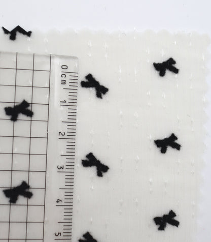 【25SS-248】ハートorリボンフロッキープリントきらきら楊柳シフォン　/0.5ｙあたり = ～650円