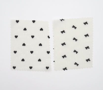 【25SS-248】ハートorリボンフロッキープリントきらきら楊柳シフォン　/0.5ｙあたり = ～650円