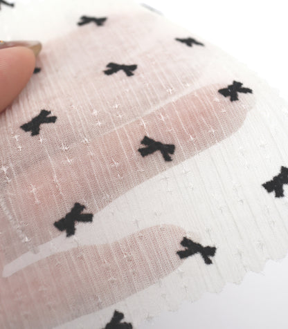 【25SS-248】ハートorリボンフロッキープリントきらきら楊柳シフォン　/0.5ｙあたり = ～650円