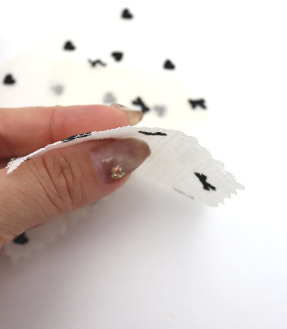 【25SS-248】ハートorリボンフロッキープリントきらきら楊柳シフォン　/0.5ｙあたり = ～650円