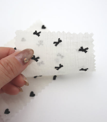 【25SS-248】ハートorリボンフロッキープリントきらきら楊柳シフォン　/0.5ｙあたり = ～650円