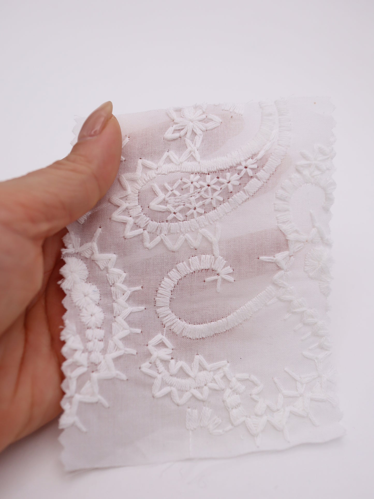 綿100%・ペイズリー刺繍レース生地｜【生地幅】約132センチ 【混率】綿100％｜春夏ブラウス・ワンピース・子供服向け 26SS-102