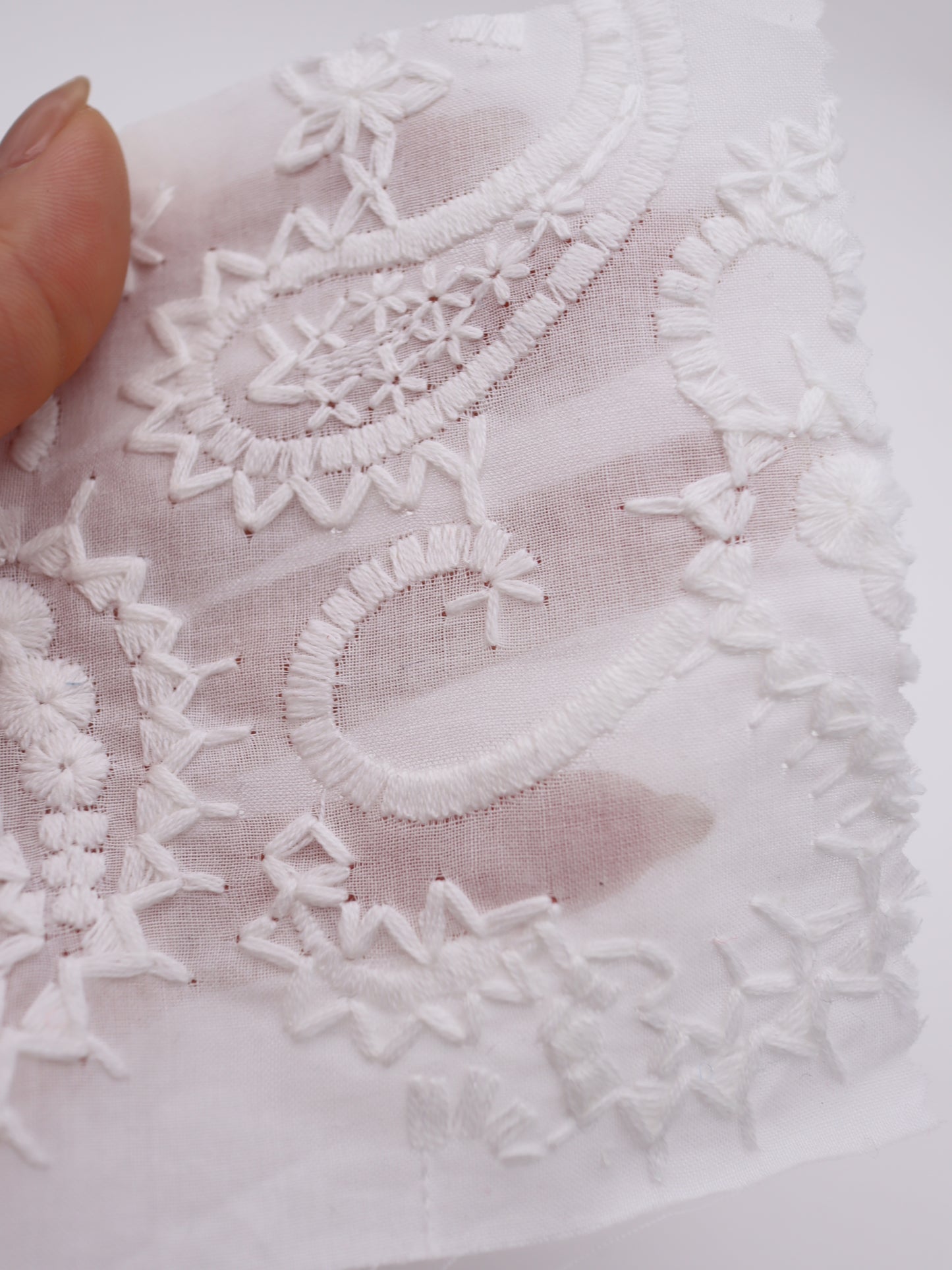 綿100%・ペイズリー刺繍レース生地｜【生地幅】約132センチ 【混率】綿100％｜春夏ブラウス・ワンピース・子供服向け 26SS-102