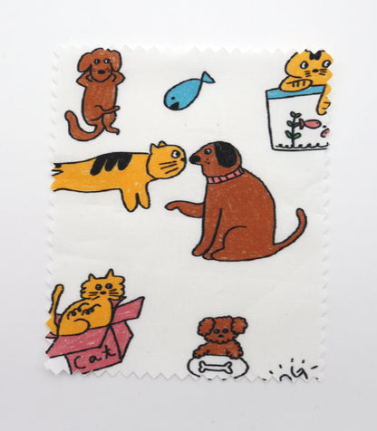 【25SS-253】仲良しワンにゃんずプリント綿ローン　/0.5ｙあたり = ～850円