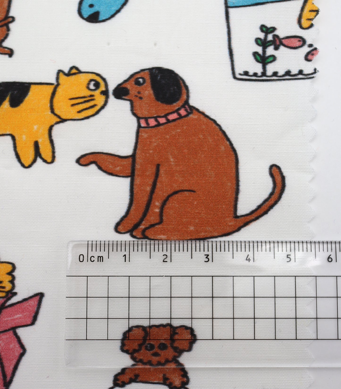 【25SS-253】仲良しワンにゃんずプリント綿ローン　/0.5ｙあたり = ～850円