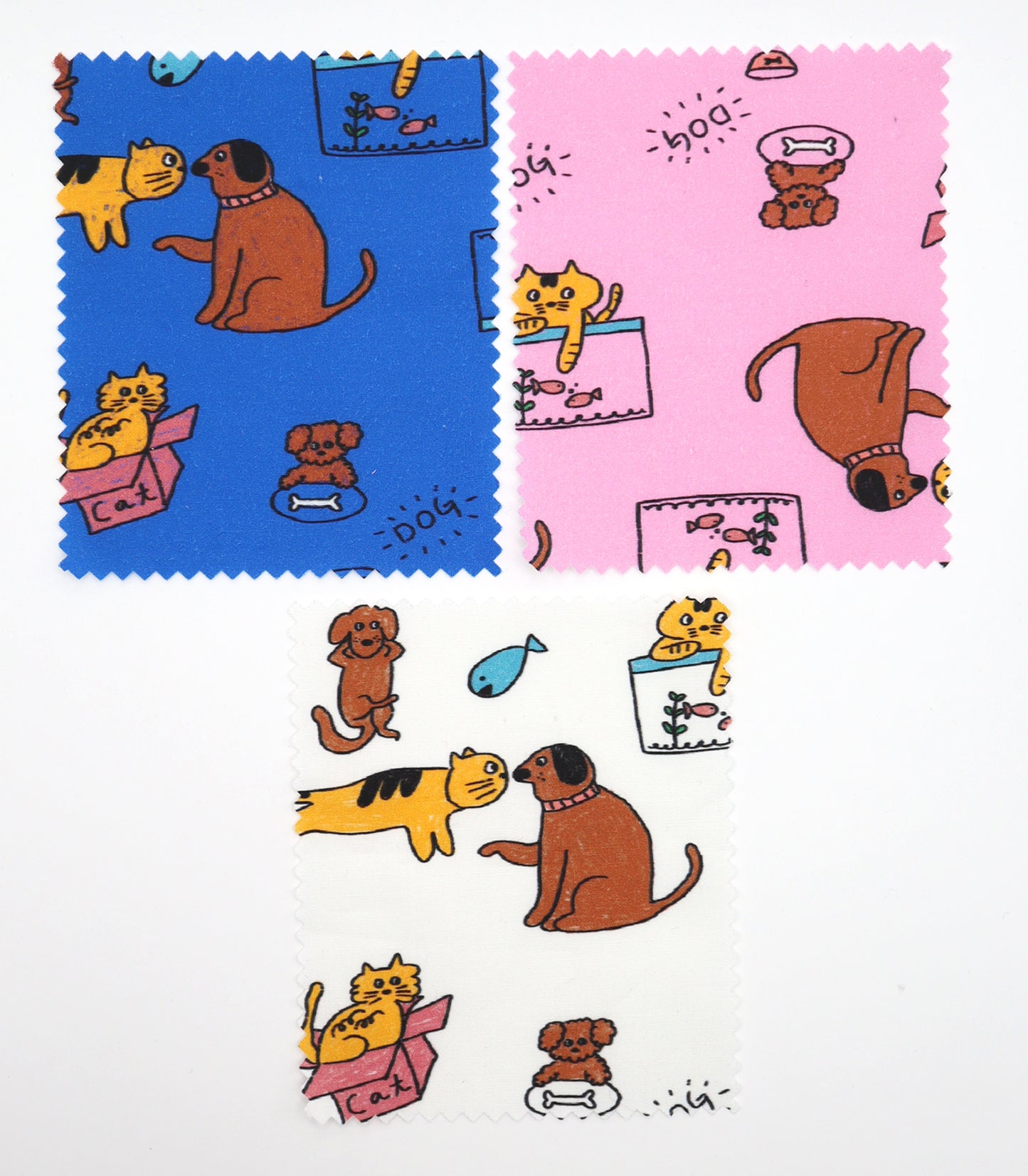 【25SS-253】仲良しワンにゃんずプリント綿ローン　/0.5ｙあたり = ～850円