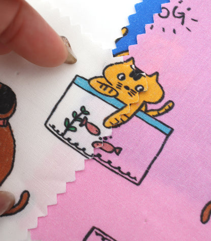 【25SS-253】仲良しワンにゃんずプリント綿ローン　/0.5ｙあたり = ～850円