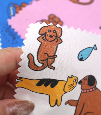 【25SS-253】仲良しワンにゃんずプリント綿ローン　/0.5ｙあたり = ～850円