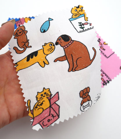 【25SS-253】仲良しワンにゃんずプリント綿ローン　/0.5ｙあたり = ～850円