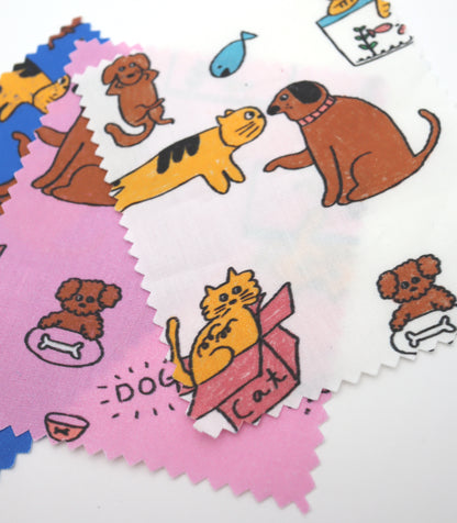 【25SS-253】仲良しワンにゃんずプリント綿ローン　/0.5ｙあたり = ～850円