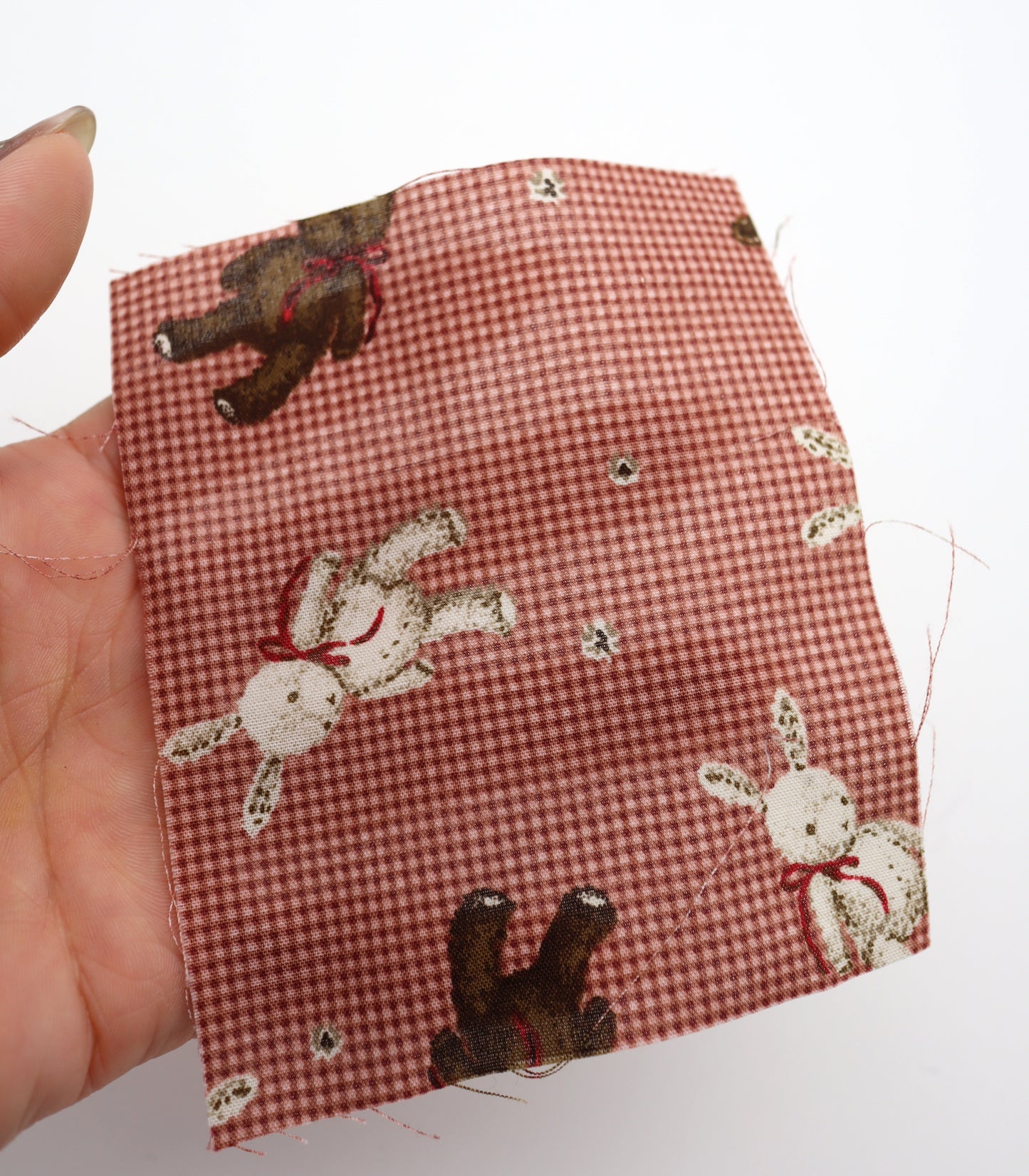 【25SS-234】リボン付きうさちゃん×ギンガムチェック綿ローン　/0.5ｙあたり = ～770円