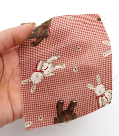 【25SS-234】リボン付きうさちゃん×ギンガムチェック綿ローン　/0.5ｙあたり = ～770円