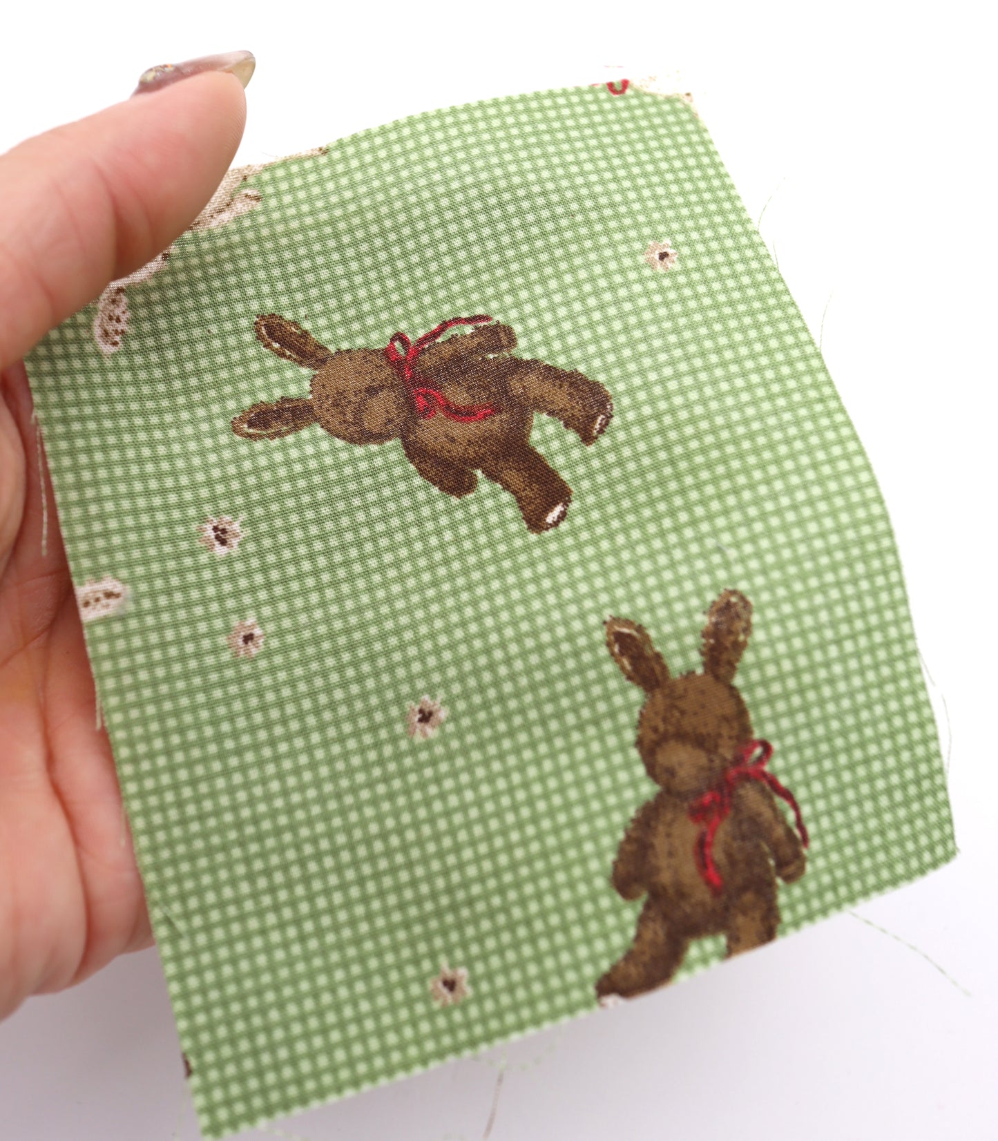 【25SS-234】リボン付きうさちゃん×ギンガムチェック綿ローン　/0.5ｙあたり = ～770円