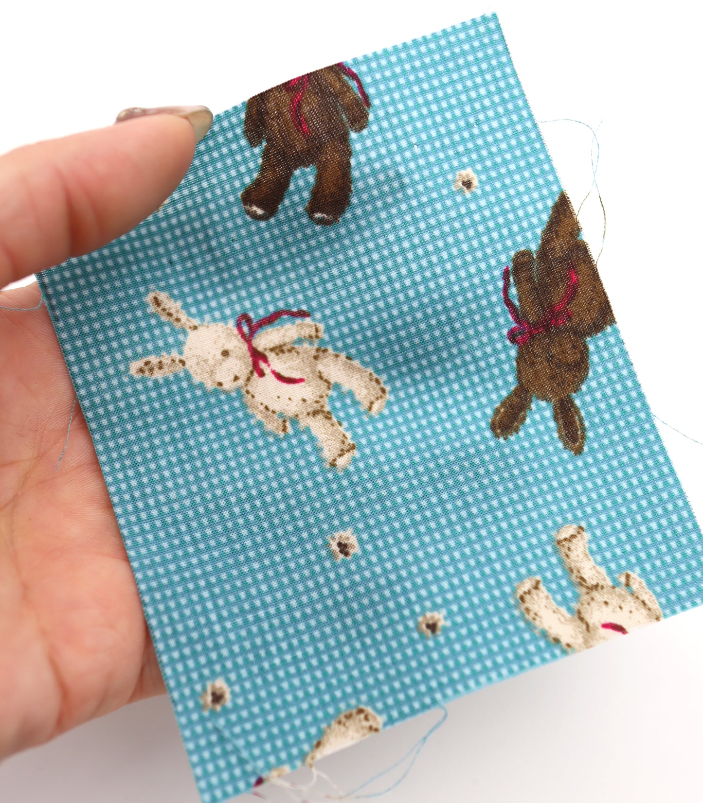 【25SS-234】リボン付きうさちゃん×ギンガムチェック綿ローン　/0.5ｙあたり = ～770円