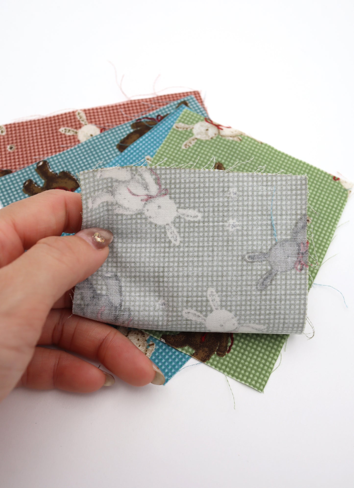 【25SS-234】リボン付きうさちゃん×ギンガムチェック綿ローン　/0.5ｙあたり = ～770円