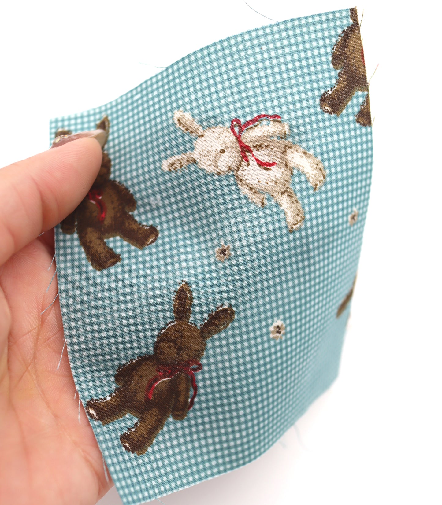 【25SS-234】リボン付きうさちゃん×ギンガムチェック綿ローン　/0.5ｙあたり = ～770円