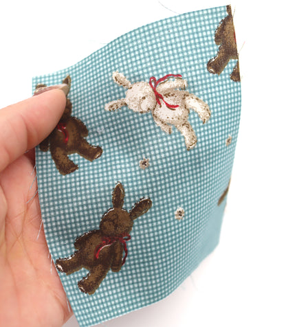 【25SS-234】リボン付きうさちゃん×ギンガムチェック綿ローン　/0.5ｙあたり = ～770円