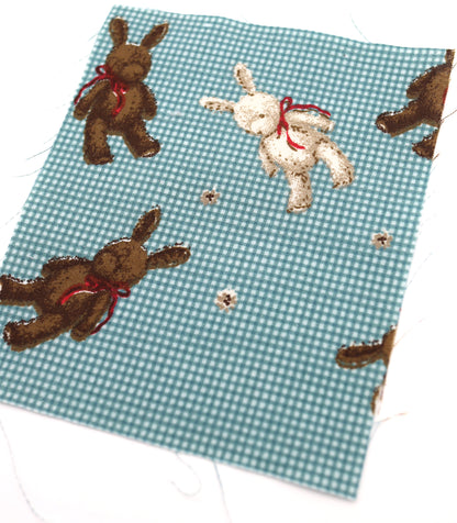 【25SS-234】リボン付きうさちゃん×ギンガムチェック綿ローン　/0.5ｙあたり = ～770円