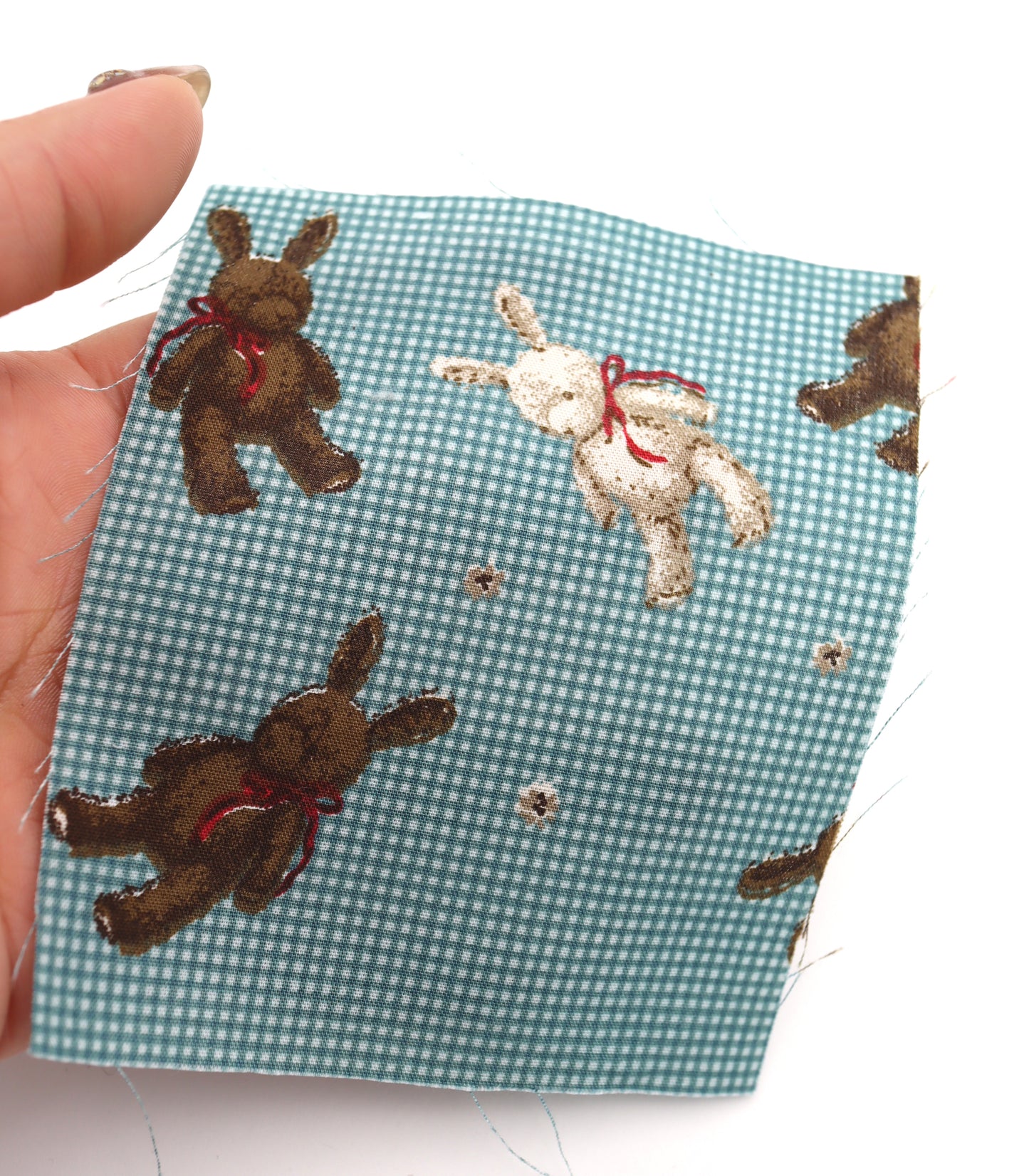 【25SS-234】リボン付きうさちゃん×ギンガムチェック綿ローン　/0.5ｙあたり = ～770円