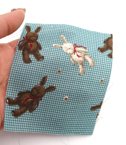 【25SS-234】リボン付きうさちゃん×ギンガムチェック綿ローン　/0.5ｙあたり = ～770円