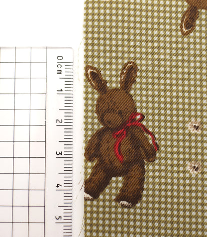 【25SS-234】リボン付きうさちゃん×ギンガムチェック綿ローン　/0.5ｙあたり = ～770円