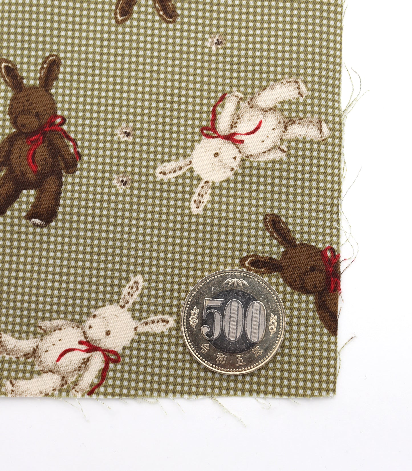 【25SS-234】リボン付きうさちゃん×ギンガムチェック綿ローン　/0.5ｙあたり = ～770円