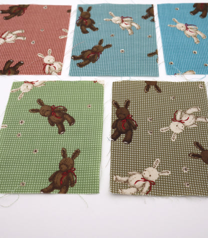 【25SS-234】リボン付きうさちゃん×ギンガムチェック綿ローン　/0.5ｙあたり = ～770円