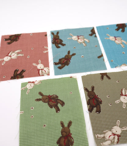 【25SS-234】リボン付きうさちゃん×ギンガムチェック綿ローン　/0.5ｙあたり = ～770円