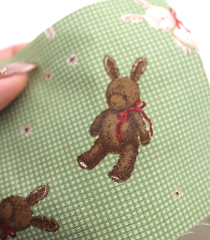 【25SS-234】リボン付きうさちゃん×ギンガムチェック綿ローン　/0.5ｙあたり = ～770円