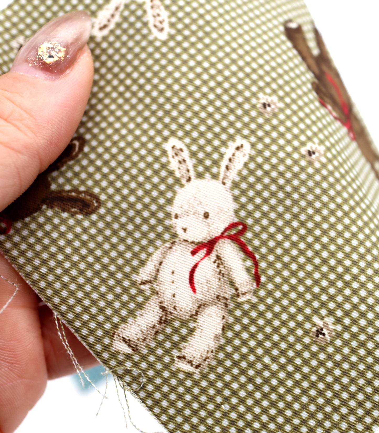 【25SS-234】リボン付きうさちゃん×ギンガムチェック綿ローン　/0.5ｙあたり = ～770円