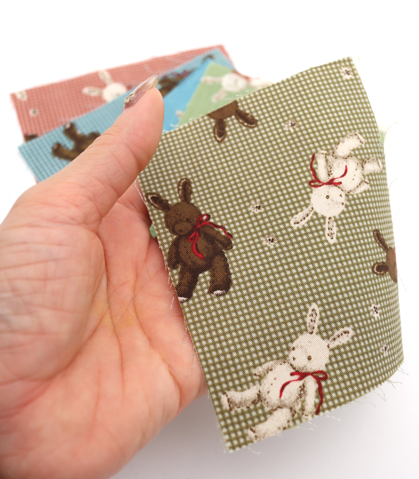 【25SS-234】リボン付きうさちゃん×ギンガムチェック綿ローン　/0.5ｙあたり = ～770円