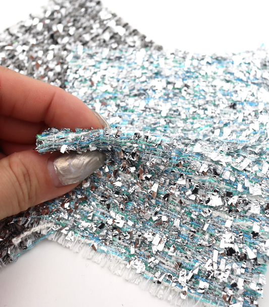 【25SS-304】メタリックテープヤーンミックスツイード　/0.5ｙあたり = ～2265円