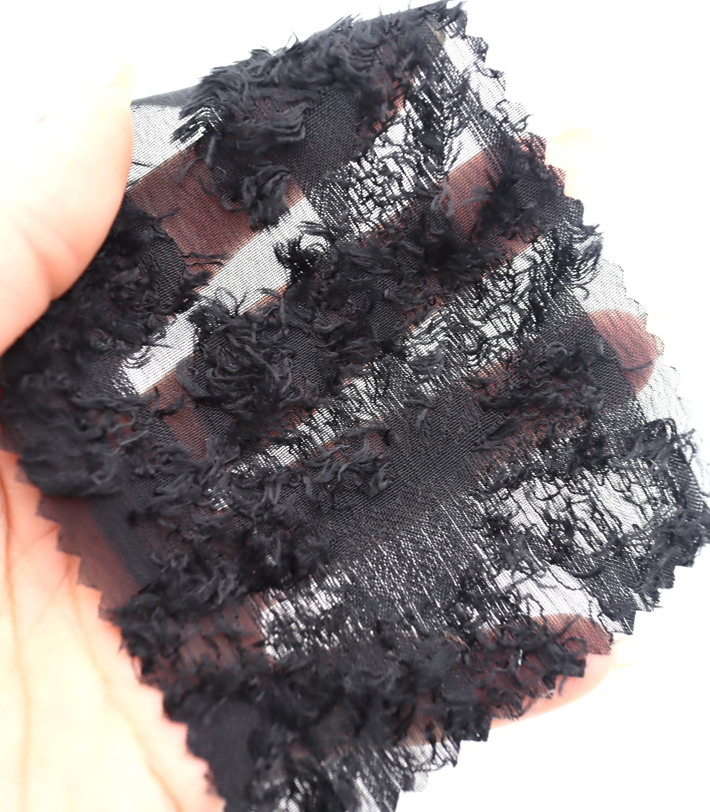 【25SS-305】花柄フリンジジャガードシフォン　/0.5ｙあたり = ～ 785円